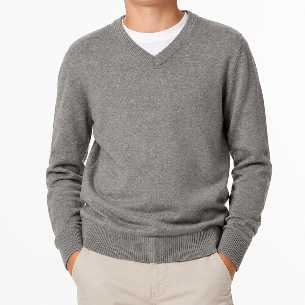 Banana Republic Kids Gray Merino Wool Sweater XL V-Neck Long Sleeve Pullover